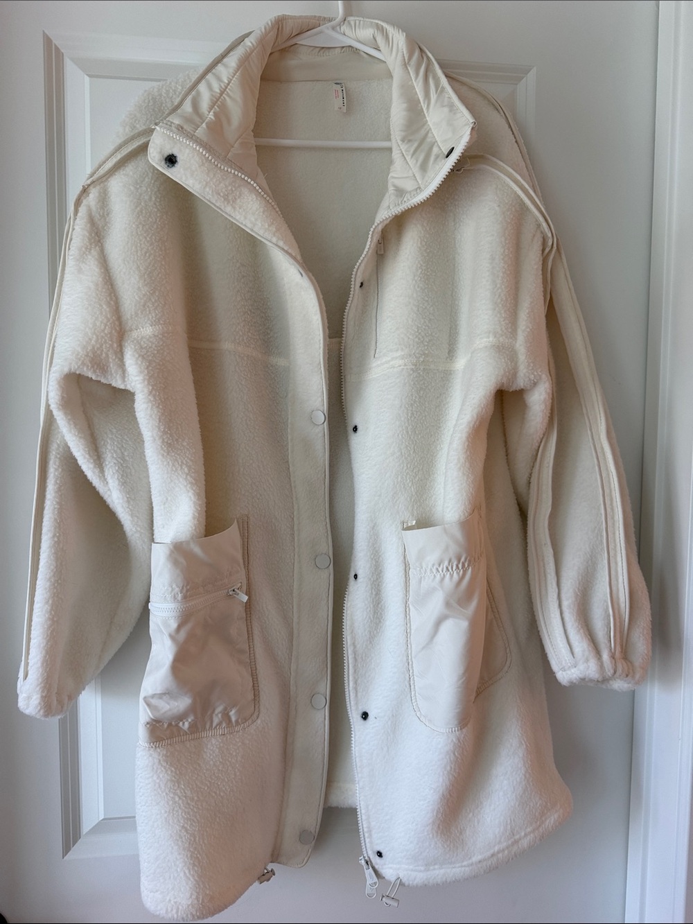 Free people Cream Fleece Long Jacket